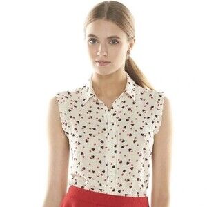 Disney Collection by LC Lauren Conrad Minnie Mouse Print Button Down Blouse, XL